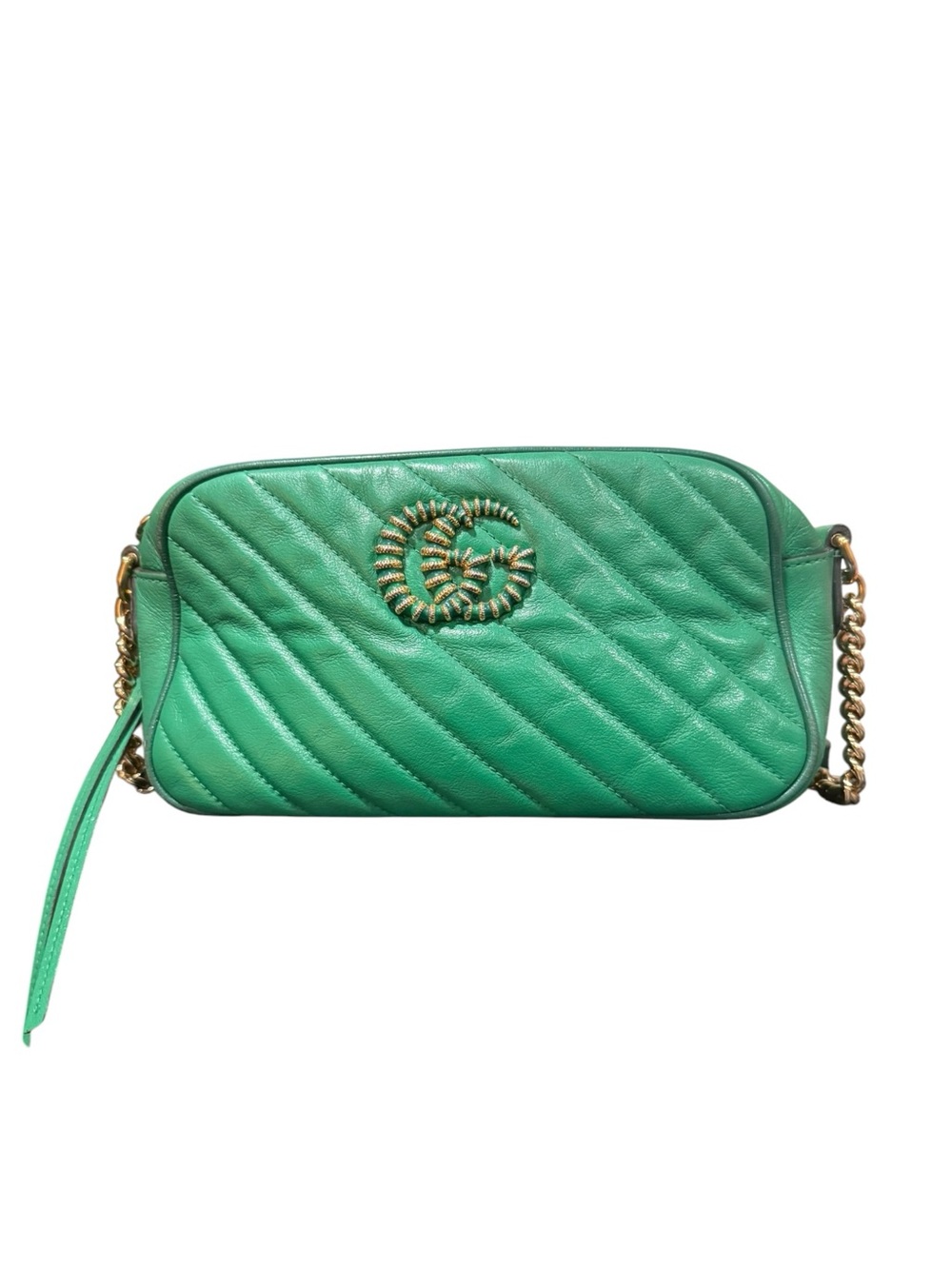 Gucci GG Marmont Small Camera Bag Green Matelassé Leather Crossbody Dustbag - Picture 8 of 15